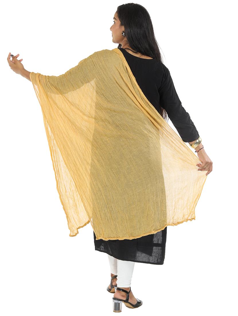 beige cotton plain dupatta - 18498253 - Zoom Image - 2