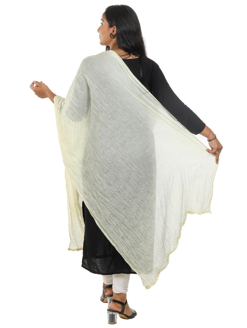 cream cotton plain dupatta - 18498255 - Zoom Image - 2