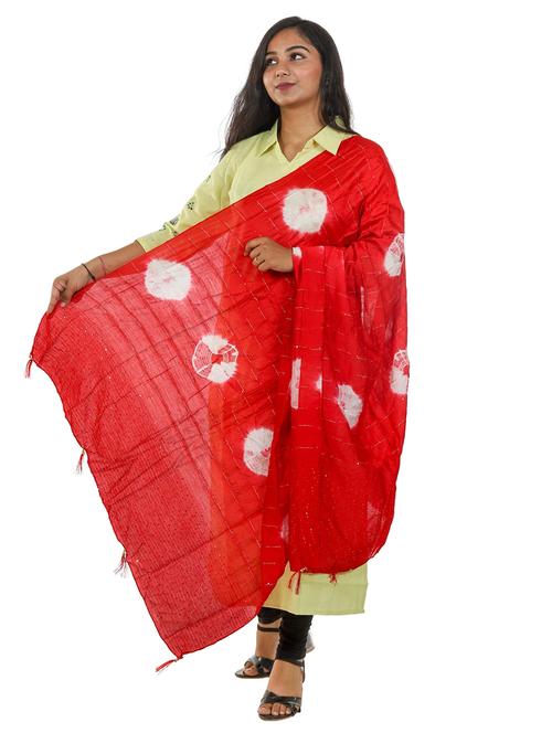 red chanderi woven dupatta - 18498276 - Standard Image - 1
