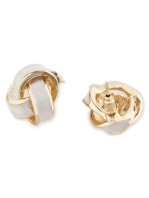 contemporary gold toned with white beads stud earring - 18498411 - Standard Image - 3