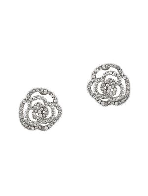contemporary silver toned embellished with cz diamond stud earring - 18498414 - Standard Image - 2