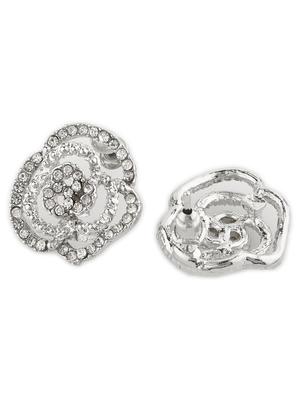 contemporary silver toned embellished with cz diamond stud earring - 18498414 - Standard Image - 3