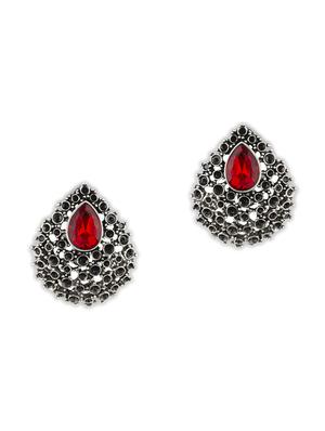 contemporary silver toned embellished with cz diamond stud earring - 18498473 - Standard Image - 2