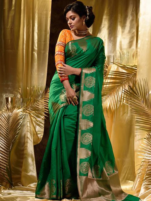 tassels detailed woven saree with blouse - 18499302 - Standard Image - 1