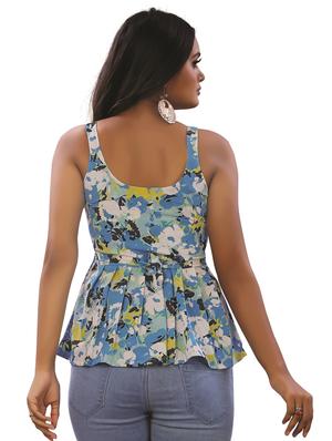 scoop neck floral peplum top - 18499537 - Standard Image - 3