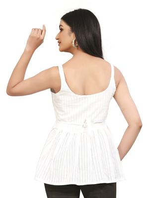 scoop neck self design peplum top - 18499538 - Standard Image - 4