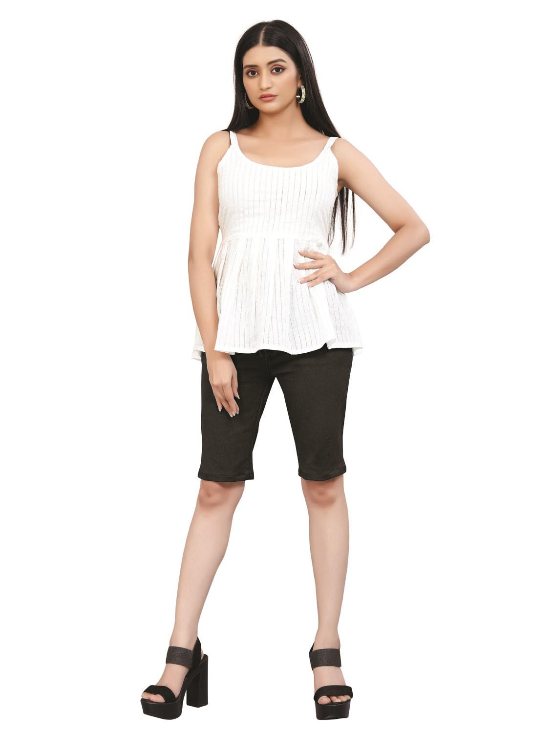 scoop neck self design peplum top - 18499538 - Zoom Image - 5