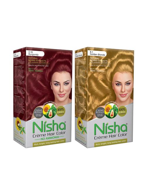 nisha creme hair color (burgundy & golden) - 18500013 - Standard Image - 1