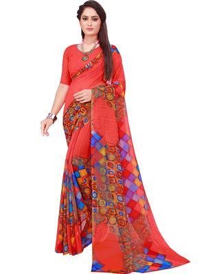 pack of 2 printed sarees with blouse - 18500549 - Standard Image - 2