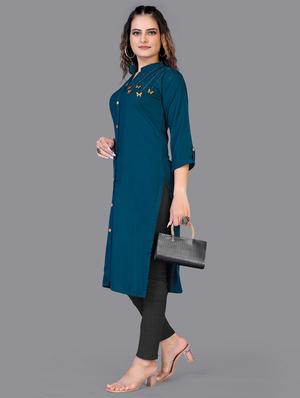 solid straight kurta - 18501440 - Standard Image - 2