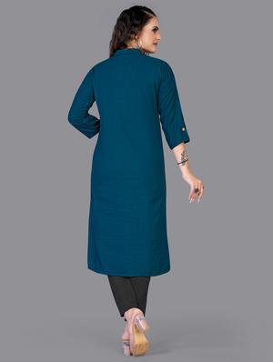 solid straight kurta - 18501440 - Standard Image - 3