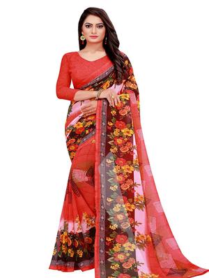 pack of 2 printed sarees with blouse - 18502116 - Standard Image - 3