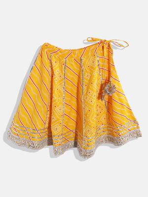 girls yellow bandhani lehenga choli set - 18502388 - Standard Image - 3