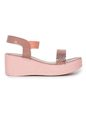 women pink ankle strap wedge - 18502599 - Standard Image - 2
