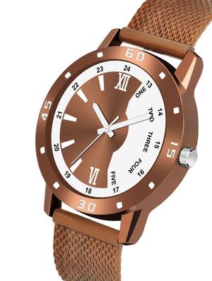 men watch 544 brown half half numeric case with women watch 3036 white you and me couple in black dial numeric case - 18503461 - Standard Image - 2