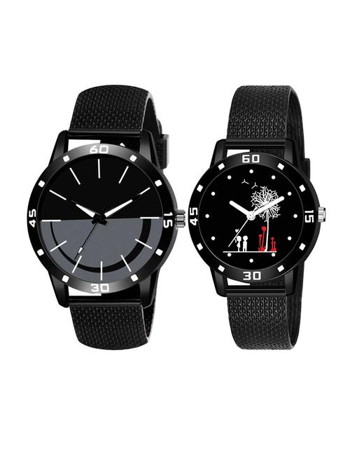 men watch 491 half half black numeric case with women watch 3034 two kinds and white tree in black dial numeric case - 18503471 - Standard Image - 1