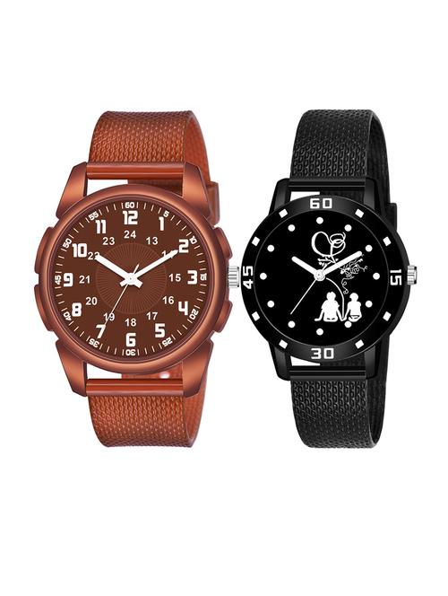 men watch 1239 unique white unique brown unique case with women watch 3038 sitting couple in black dial numeric case - 18503521 - Standard Image - 1