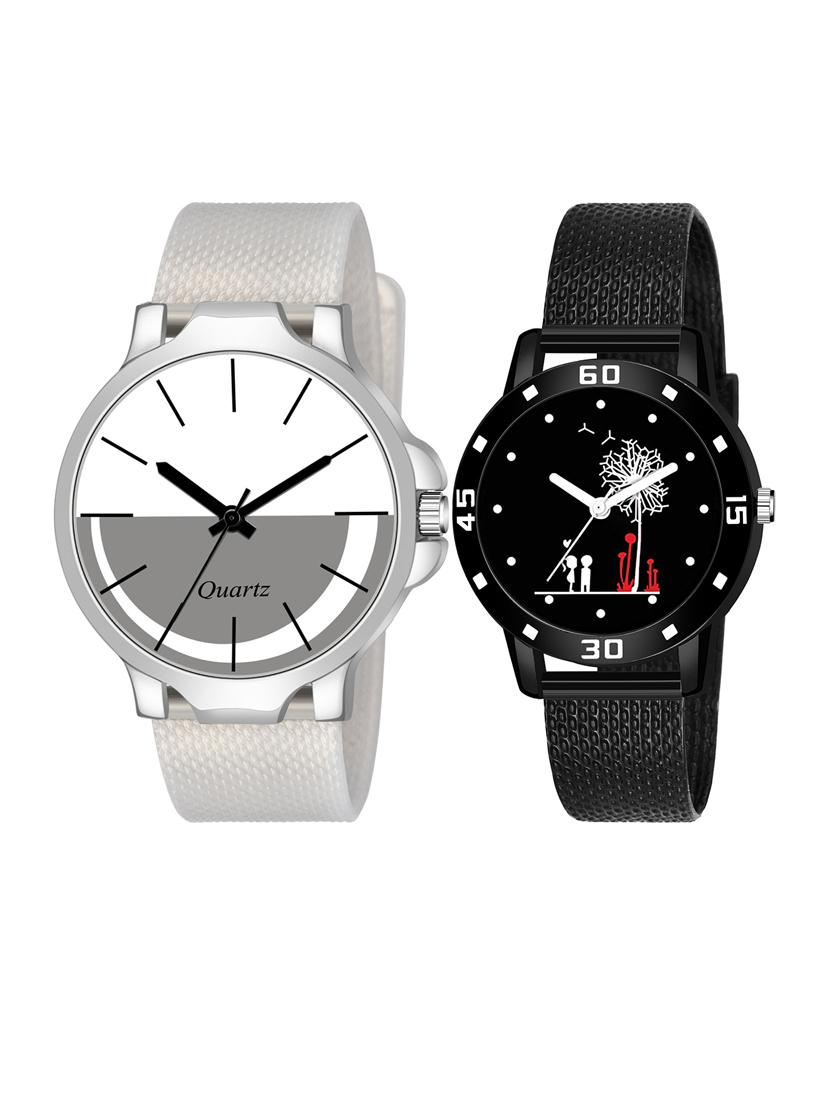 men watch 566 half half white three kan case with women watch 3034 two kinds and white tree in black dial numeric case - 18503571 - Zoom Image - 1