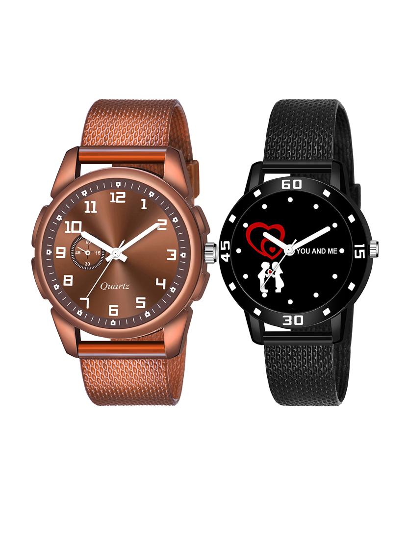 men watch 1236 famous brown dial unique case with women watch 3036 white you and me couple in black dial numeric case - 18503602 - Zoom Image - 1
