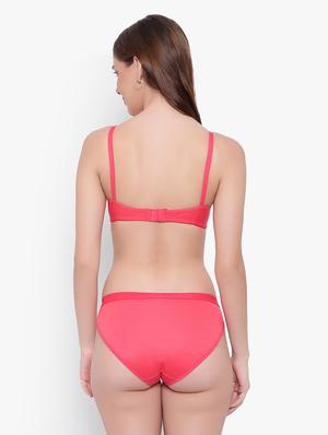 red solid bras and panty set - 18503963 - Standard Image - 3