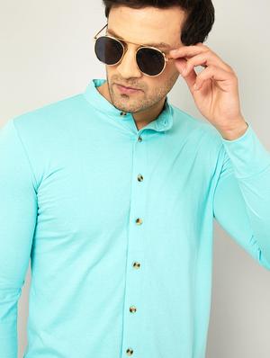 sea green solid casual shirt - 18507422 - Standard Image - 2