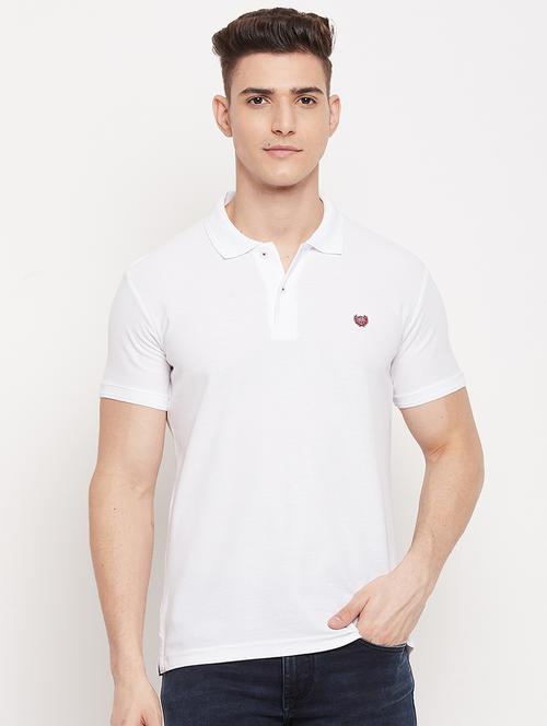 white solid polo t-shirt - 18508008 - Standard Image - 1