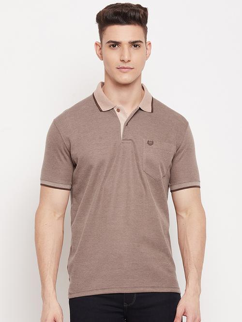 brown solid polo t-shirt - 18508009 - Standard Image - 1