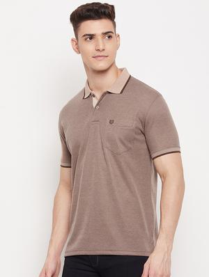 brown solid polo t-shirt - 18508009 - Standard Image - 2