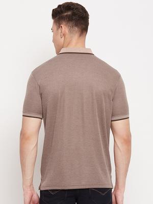 brown solid polo t-shirt - 18508009 - Standard Image - 3