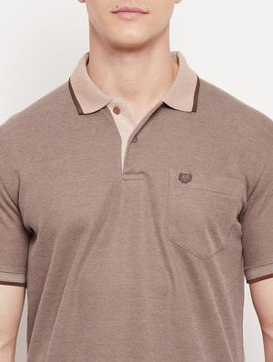 brown solid polo t-shirt - 18508009 - Standard Image - 4