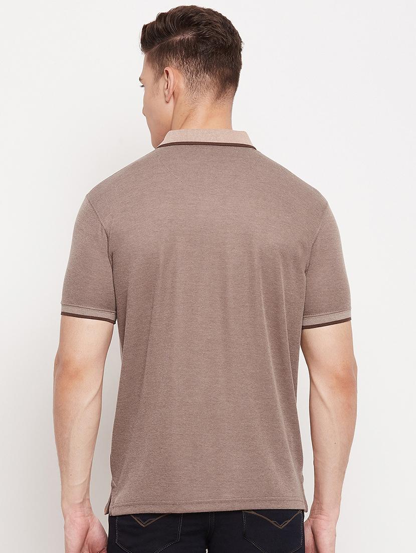 brown solid polo t-shirt - 18508009 - Zoom Image - 3