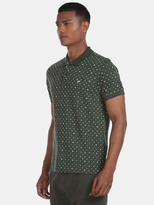 green printed polo t-shirt - 18509431 - Standard Image - 1