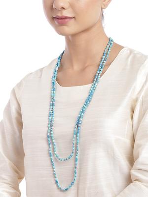 women blue layered long necklace - 18509728 - Standard Image - 4