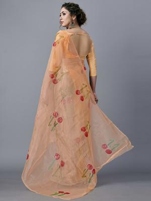 printed organza saree with blouse - 18509854 - Standard Image - 2