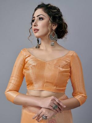 printed organza saree with blouse - 18509854 - Standard Image - 3