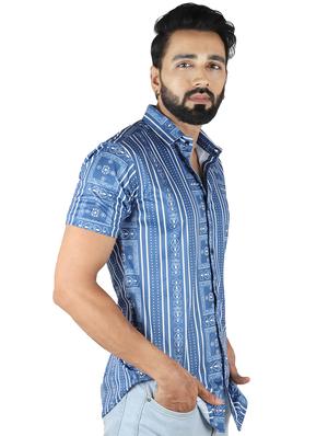 blue printed casual shirt - 18509868 - Standard Image - 2