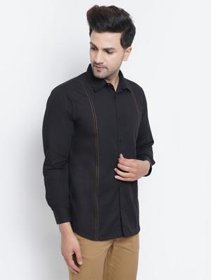 black solid casual shirt - 18509914 - Standard Image - 2