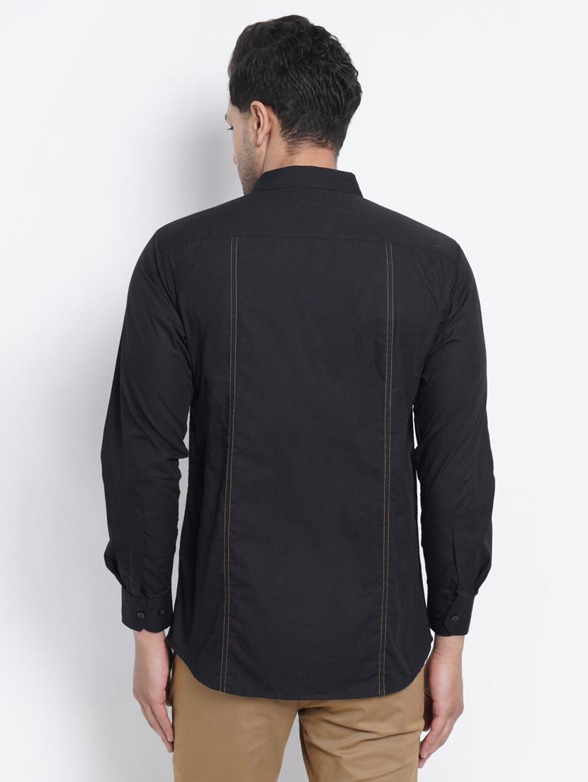 black solid casual shirt - 18509914 - Zoom Image - 3