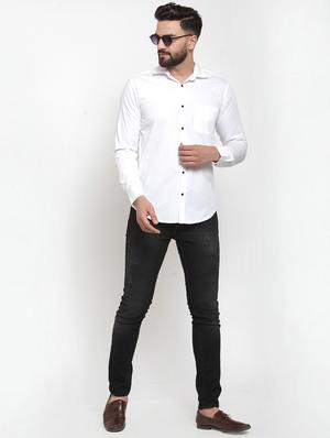 white solid casual shirt - 18509932 - Standard Image - 4