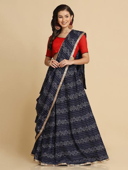 bandhani flared lehenga choli with dupptta - 18510541 - Standard Image - 1