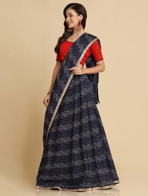 bandhani flared lehenga choli with dupptta - 18510541 - Standard Image - 2