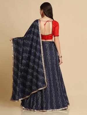 bandhani flared lehenga choli with dupptta - 18510541 - Standard Image - 3