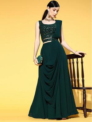 foil print semi-stitched lehenga choli with dupatta - 18512354 - Standard Image - 4