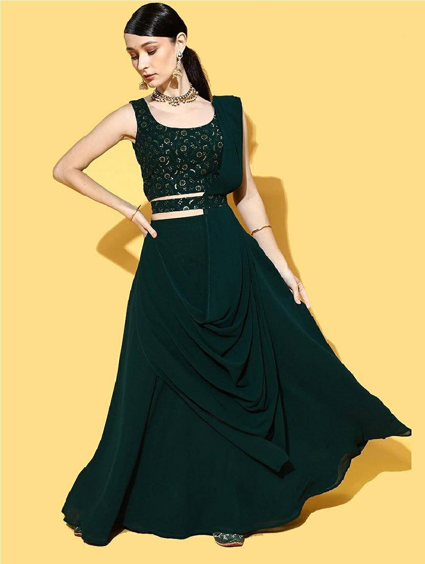 foil print semi-stitched lehenga choli with dupatta - 18512354 - Zoom Image - 1