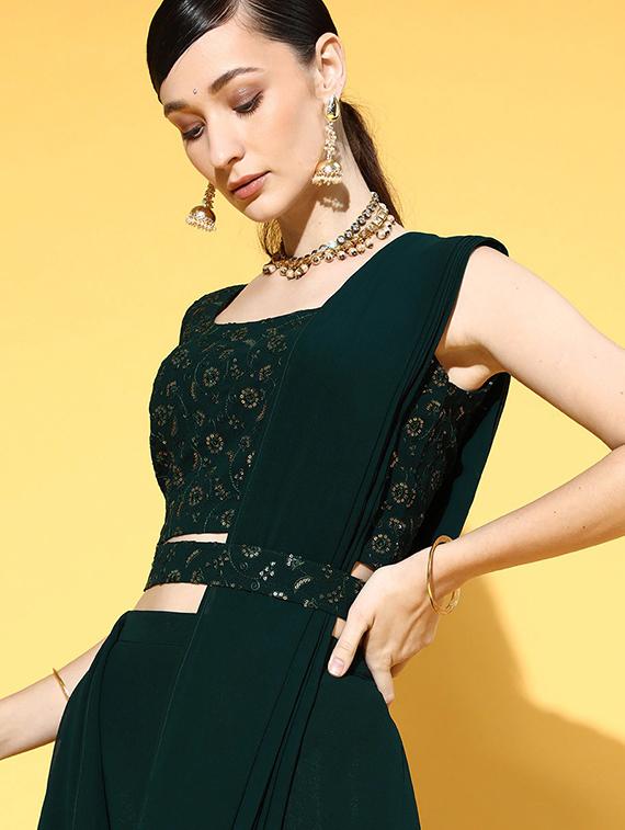 foil print semi-stitched lehenga choli with dupatta - 18512354 - Zoom Image - 5
