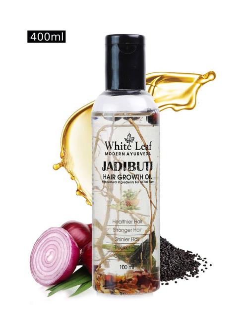 white leaf ayurvedic natural jadibuti hair oil - hair fall control, dandruff control, healthy thick, stronger hair 400ml - 18512384 - Standard Image - 1