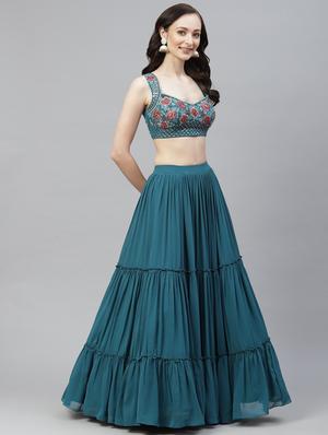 embroidered semi-stitched lehenga choli with dupatta - 18514485 - Standard Image - 2