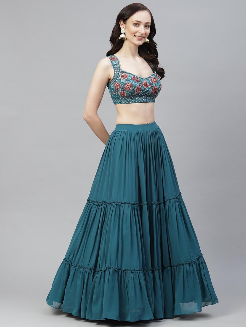 embroidered semi-stitched lehenga choli with dupatta - 18514485 - Zoom Image - 2