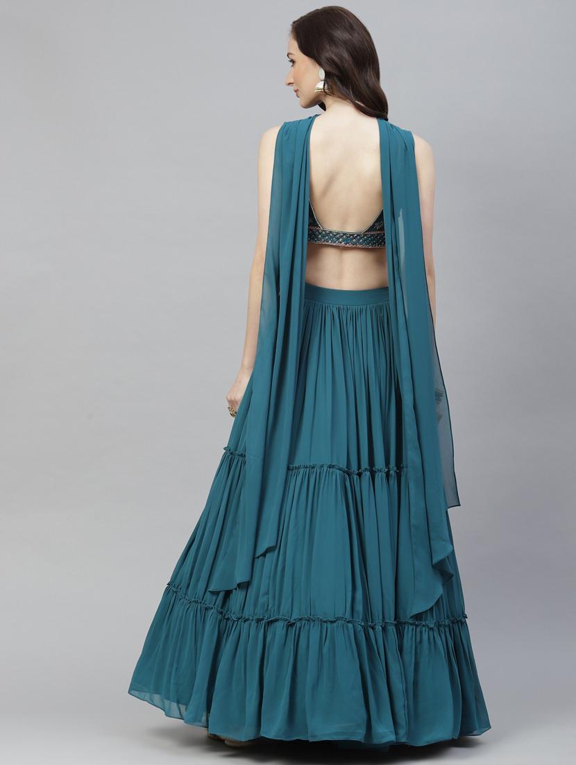 embroidered semi-stitched lehenga choli with dupatta - 18514485 - Zoom Image - 3
