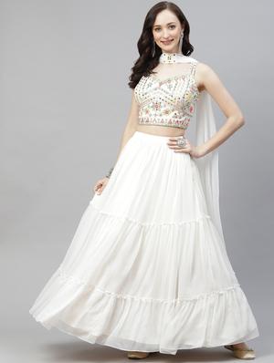 embroidered semi-stitched lehenga choli with dupatta - 18514488 - Standard Image - 2